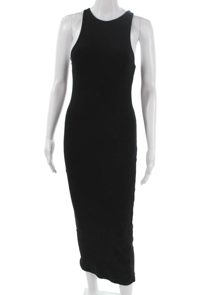 Zara Women Bodycon Tank Dress Black Cotton Elastane Sleeveless Size S