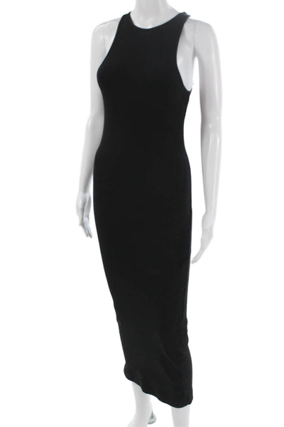 Zara Women Bodycon Tank Dress Black Cotton Elastane Sleeveless Size S