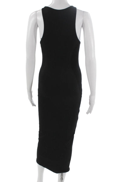 Zara Women Bodycon Tank Dress Black Cotton Elastane Sleeveless Size S