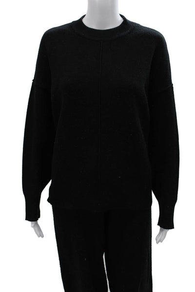 Zara Unisex Pullover Black Crewneck Long Sleeve Drawstring Size S