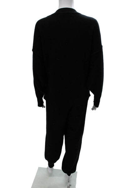 Zara Unisex Pullover Black Crewneck Long Sleeve Drawstring Size S