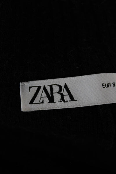 Zara Unisex Pullover Black Crewneck Long Sleeve Drawstring Size S