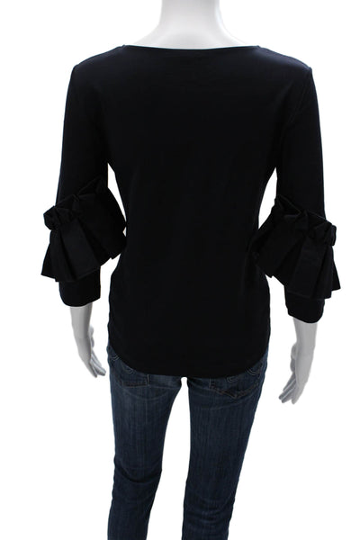 COS Women Black Solid Round Neck 3/4 Sleeve Blouse Size XS