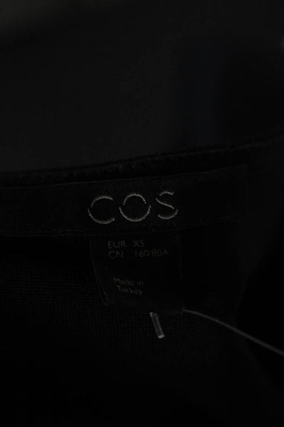 COS Women Black Solid Round Neck 3/4 Sleeve Blouse Size XS