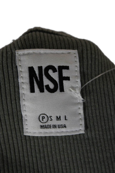 NSF Womens Cropped High Neck Sleeveless Tank Green Cotton Spandex Size PP