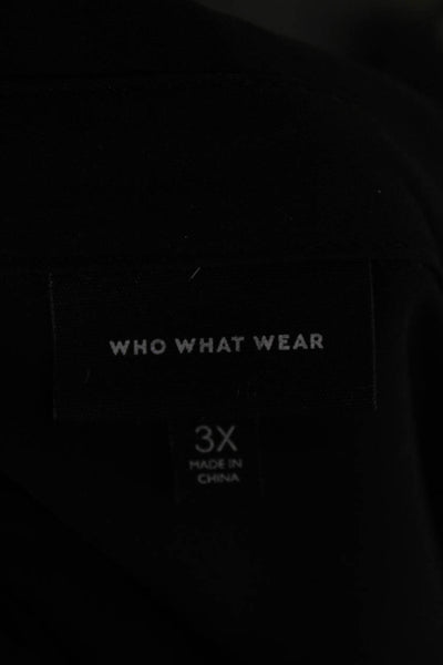 Who What Wear Women Collared Black Long Sleeve Button Up Blouse Size S