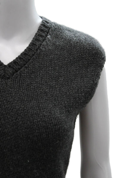 Jil Sander Unisex Vest Dark Gray V-Neck 100% Virgin Wool Sleeveless Size 38