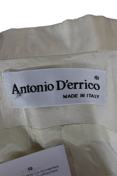 Antonio D'errico Women Beige Silk Collared Button Long Sleeve Blazer Size 10
