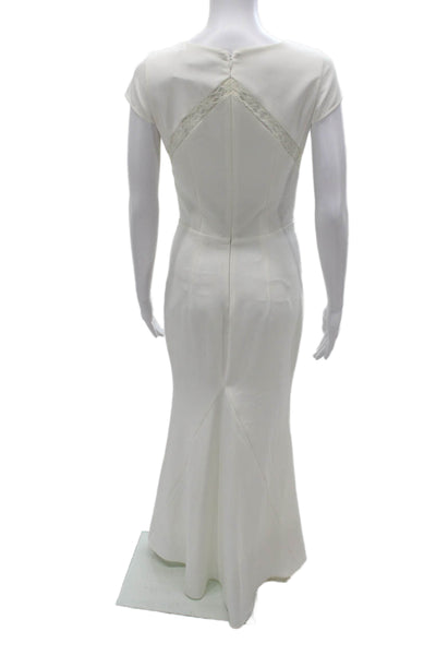 Jarlo Women Mermaid Long White Dress Round Neck Short Sleeve Zip Size XS