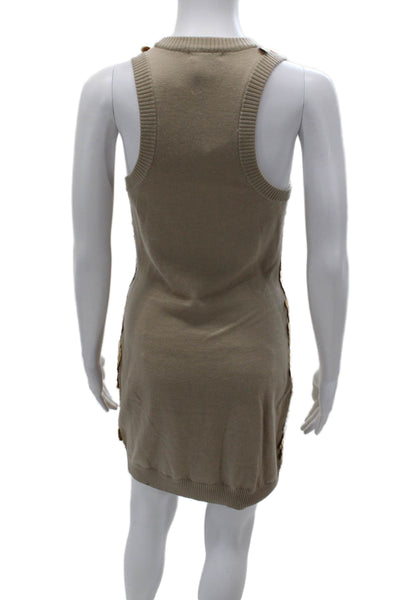 Moda International Womens Bodycon Mini Tank Dress Beige Merino Wool Size M