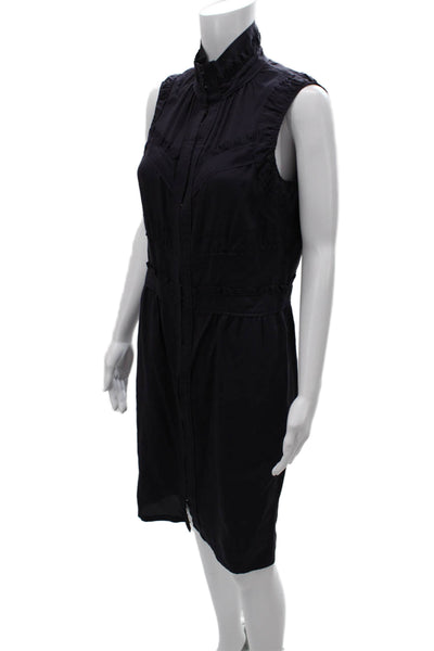 Yves Saint Laurent Women Black Shirt Dress Cotton High Neck Sleeveless Size S