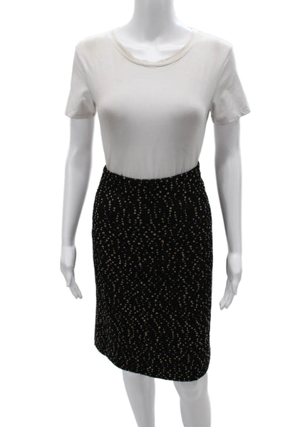 Valentino Women Black Polka Dot Pencil Skirt Wool Blend Short Size 10