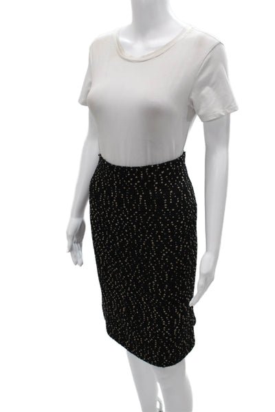 Valentino Women Black Polka Dot Pencil Skirt Wool Blend Short Size 10