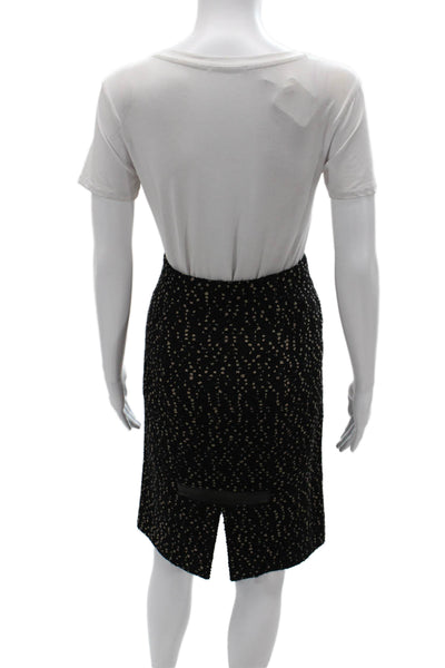 Valentino Women Black Polka Dot Pencil Skirt Wool Blend Short Size 10