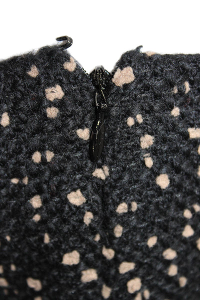 Valentino Women Black Polka Dot Pencil Skirt Wool Blend Short Size 10