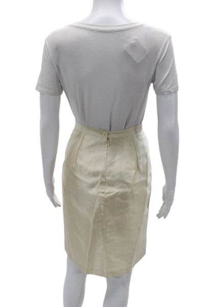 Antonio D'errico Women Straight Pencil Midi Silk Solid Beige Skirt Size 10