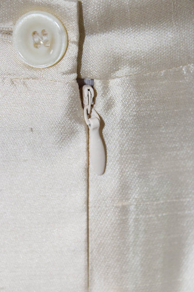 Antonio D'errico Women Straight Pencil Midi Silk Solid Beige Skirt Size 10