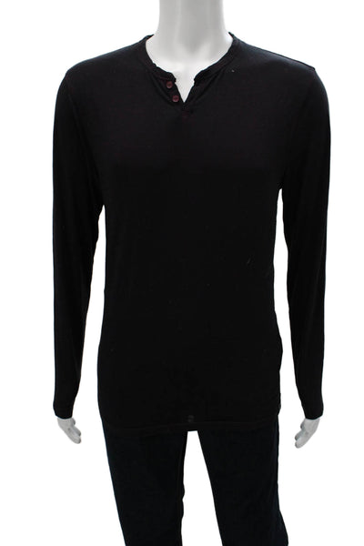 Lucky Brand Mens Black Long Sleeve T-Shirt Poly Cotton Size M