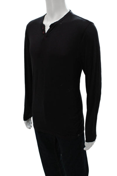 Lucky Brand Mens Black Long Sleeve T-Shirt Poly Cotton Size M