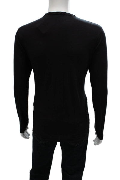 Lucky Brand Mens Black Long Sleeve T-Shirt Poly Cotton Size M