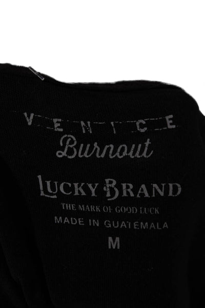 Lucky Brand Mens Black Long Sleeve T-Shirt Poly Cotton Size M
