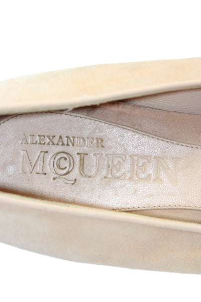 Alexander McQueen Women's Suede Slip-On Ballet Flats Shoes Beige Size 39