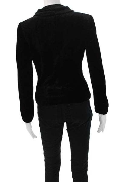 Theory Women Velvet Mock Neck Blazer Black Button Long Sleeve Size 2