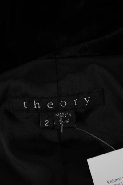 Theory Women Velvet Mock Neck Blazer Black Button Long Sleeve Size 2