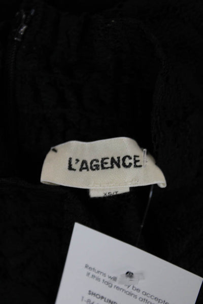 L'Agence Womens Black Gothic Floral High Neck Long Sleeve Blouse Zip Size XS