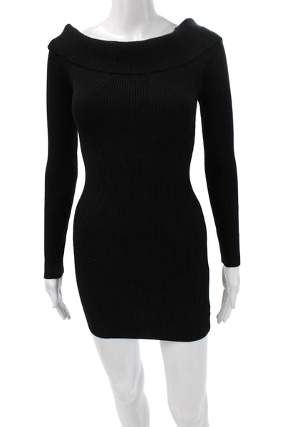 Edikted Womens Bodycon Sweater Dress Black Rayon Long Sleeve Size XS