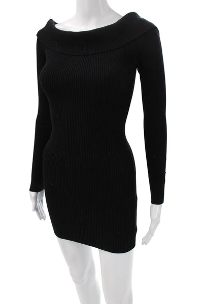 Edikted Womens Bodycon Sweater Dress Black Rayon Long Sleeve Size XS