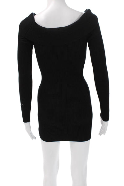 Edikted Womens Bodycon Sweater Dress Black Rayon Long Sleeve Size XS