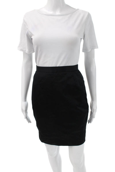 Escada Womens Straight Pencil Skirt Black Cotton Solid Size 38