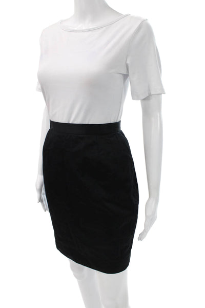 Escada Womens Straight Pencil Skirt Black Cotton Solid Size 38