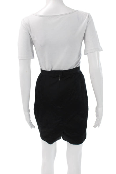 Escada Womens Straight Pencil Skirt Black Cotton Solid Size 38