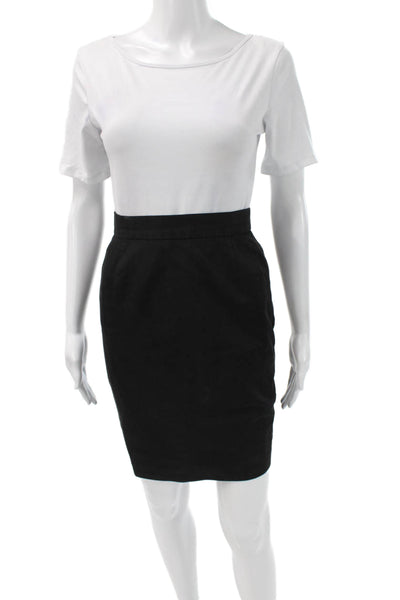 Escada Womens Straight Pencil Mini Cotton Black Skirt Size 38