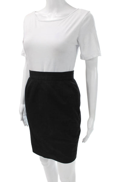 Escada Womens Straight Pencil Mini Cotton Black Skirt Size 38