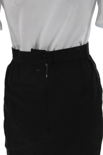 Escada Womens Straight Pencil Mini Cotton Black Skirt Size 38