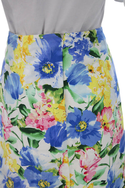 Polo Ralph Lauren Womens A-Line Floral Blue Cotton Knee Length Skirt Size 14