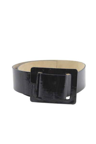 Betsey Johnson Womens Patent Leather Buckled Wide Belt Black Size S