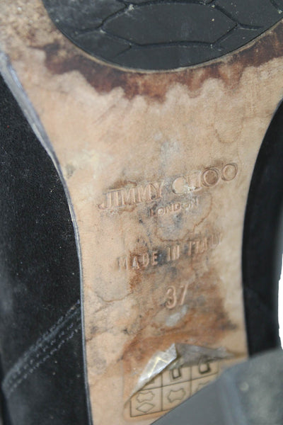 Jimmy Choo Womens Suede Buckled High Heeled Ankle Boots Black Size 7