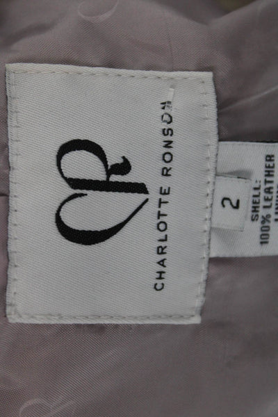 Charlotte Ronson Womens Leather Biker Sleeveless Vest Pink V-Neck Button Size 2