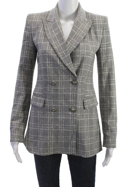 Zara Unisex Gray Plaid Collared Blazer Long Sleeve Button Size XS