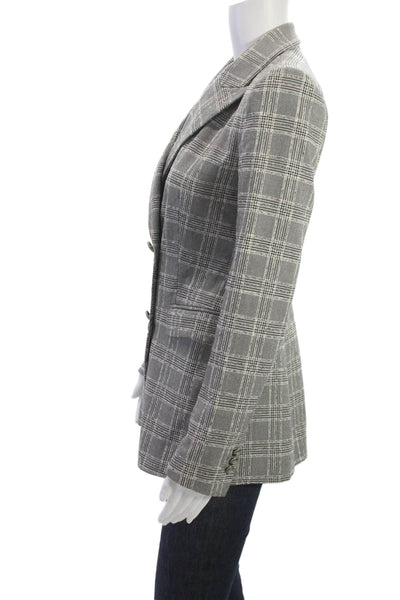 Zara Unisex Gray Plaid Collared Blazer Long Sleeve Button Size XS