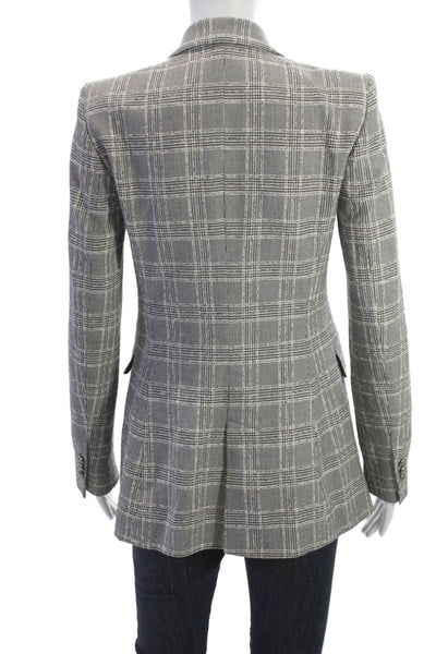 Zara Unisex Gray Plaid Collared Blazer Long Sleeve Button Size XS