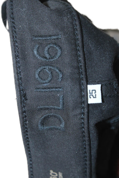 DL1961 Women Black Lamb Leather Biker Jegging Mid-Rise 29in Size 25