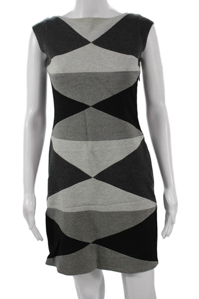 Bailey 44 Women Sheath Dress Black Short Sleeve Crew Neck Geometric Size XS