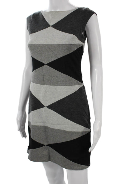 Bailey 44 Women Sheath Dress Black Short Sleeve Crew Neck Geometric Size XS