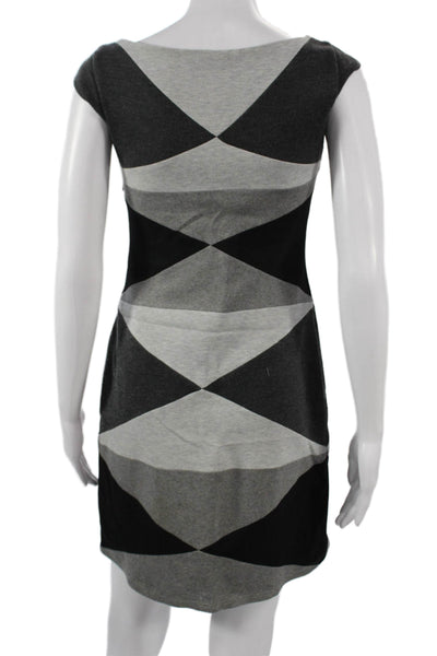 Bailey 44 Women Sheath Dress Black Short Sleeve Crew Neck Geometric Size XS