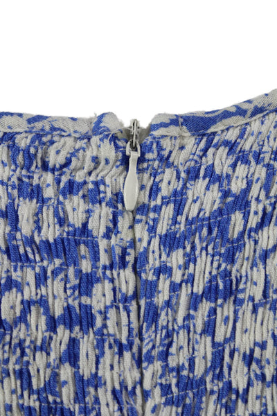 Lost + Wander Womens Fit & Flare Sundress Blue Floral Short Sleeve Rayon Size S
